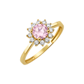 10K/14K Solid Gold Round Pink Halo Ring