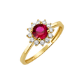 10K/14K Solid Gold Round Red Halo Ring