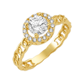 10K/14K Solid Gold Round White Halo Ring