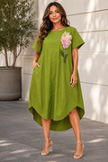 S3157  N by Nancy CRYSTAL APPLIQUE CURVED HEM MIDI DRESS