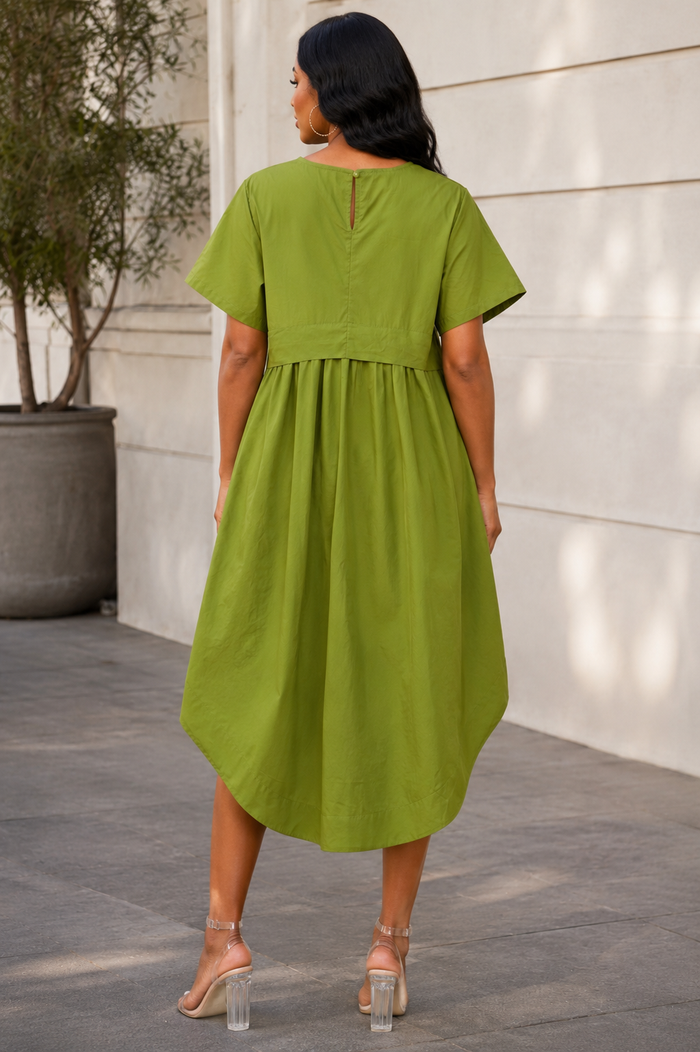 S3157  N by Nancy CRYSTAL APPLIQUE CURVED HEM MIDI DRESS