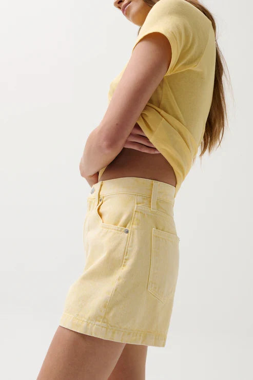 Saige High Rise A-Line Short - Yellow
