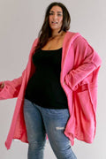 SALE PLUS POCKET DETAILED LONGLINE  OVERSIZED CARDIGAN