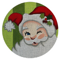 Santa Winking on Green Stripes