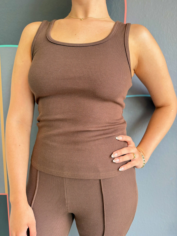 Scoop Neck Tank - Mocha