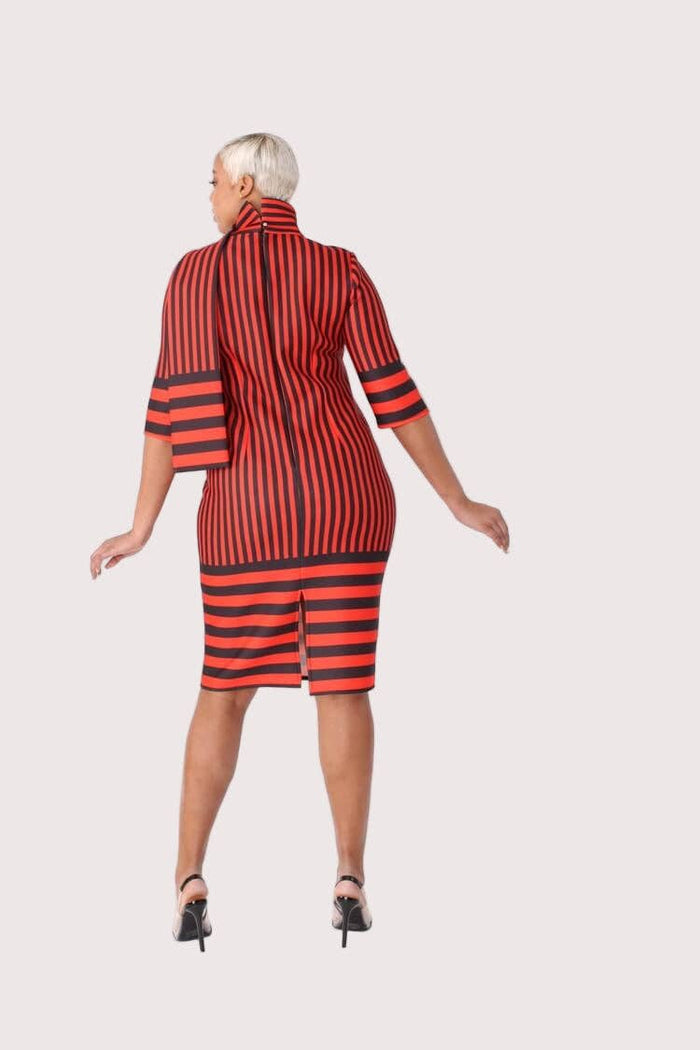 Scuba Striped Bodycon Dress -82059 for her