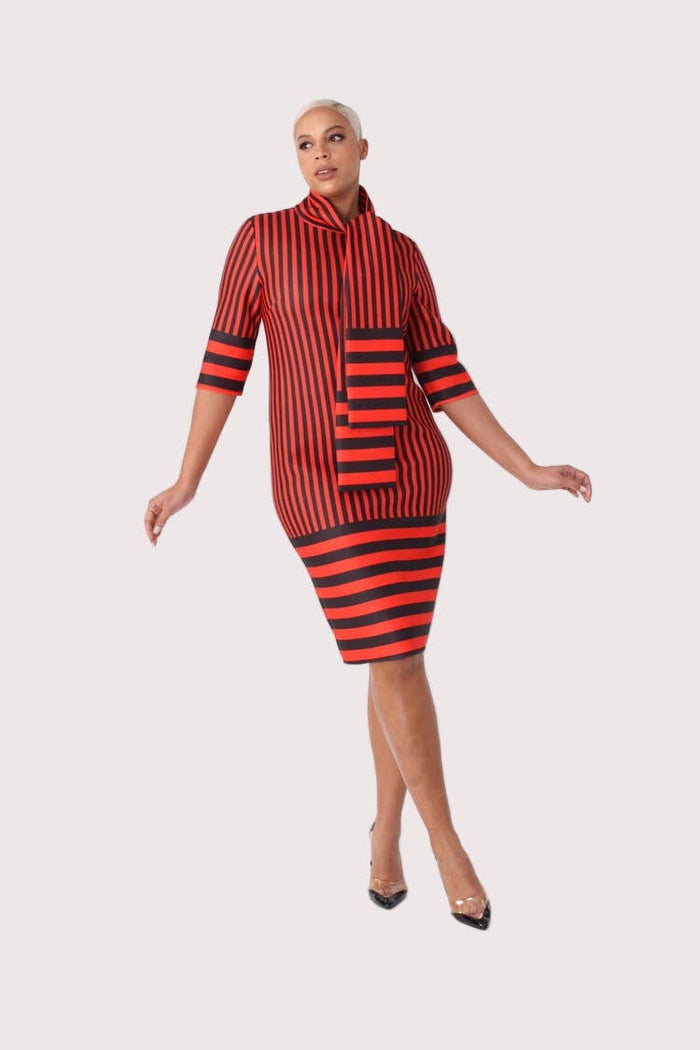 Scuba Striped Bodycon Dress -82059 for her