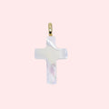 Shell Pearl Cross Charm