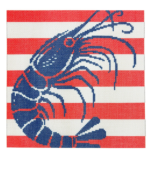 Shrimp Stencil on Coral Stripes