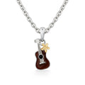 Sterling silver and 14K gold children's ukulele and plumeria pendant with adjustable chain. Item No. 45381