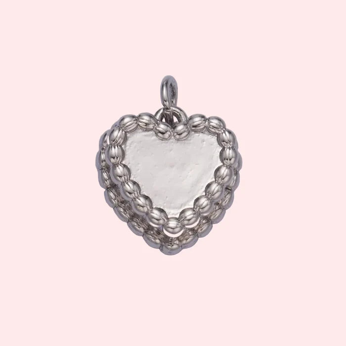 Silver Heart Cake Charm