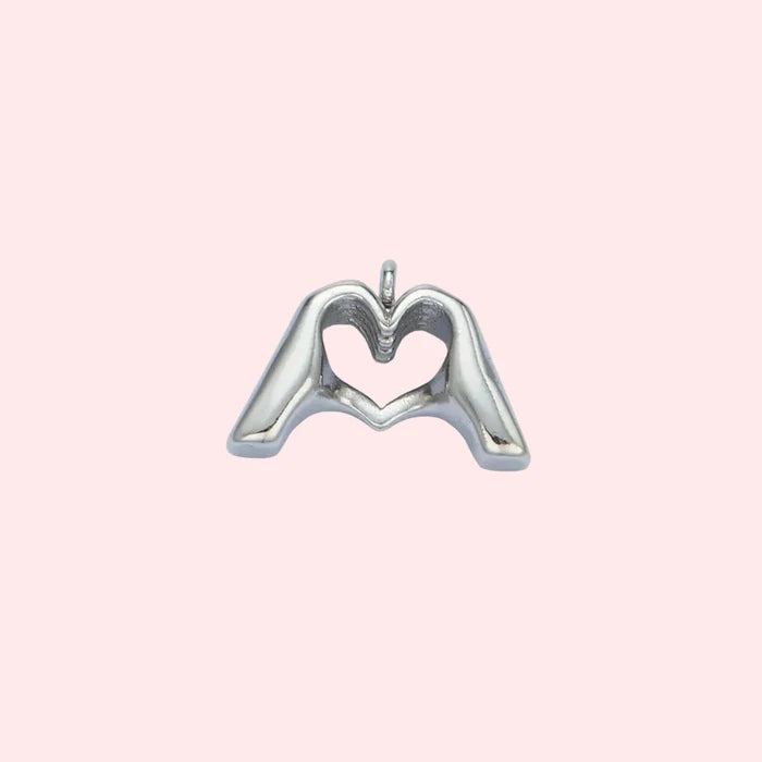 Silver Heart Hands Charm