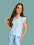 Sky Linen Sleeveless Top