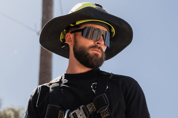 Man wearing the Skynet Sunglasses: Black Z87+