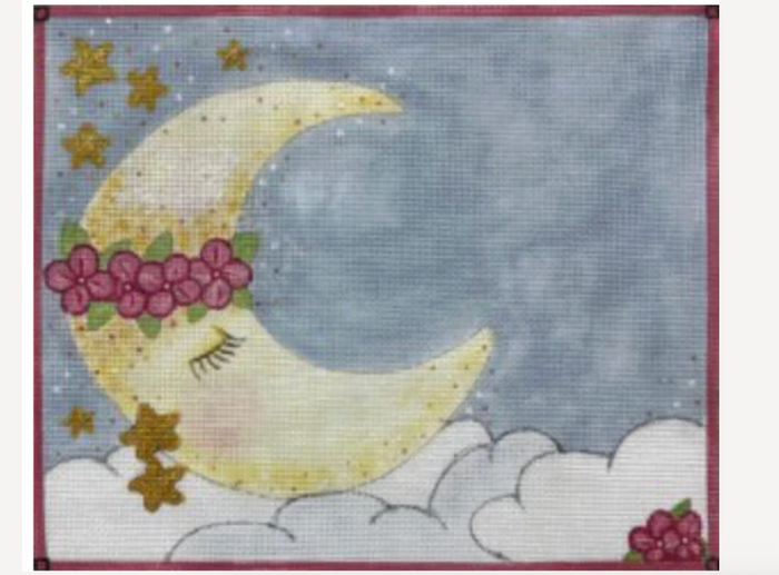 Sleeping Moon Baby Girl Announcement