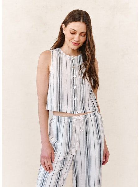 Sleeveless Button Front Top