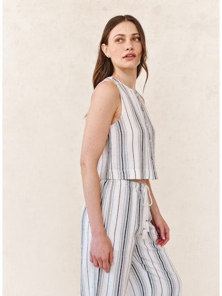 Sleeveless Button Front Top
