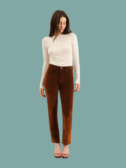 Smarty Pants High Rise Straight - Cognac