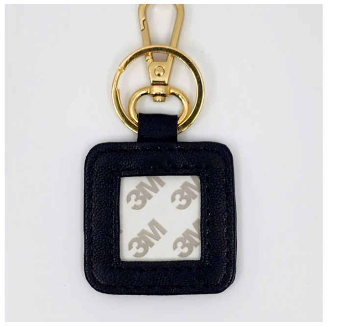 Square Leather Key Fob-Black