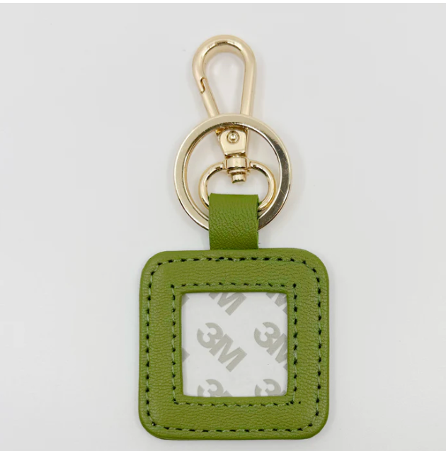 Square Leather Key Fob-Olive