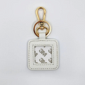 Square Leather Key Fob-White