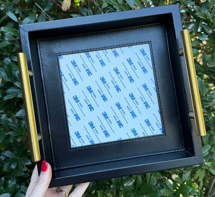 Square Self-Finishing Leather Tray-Black