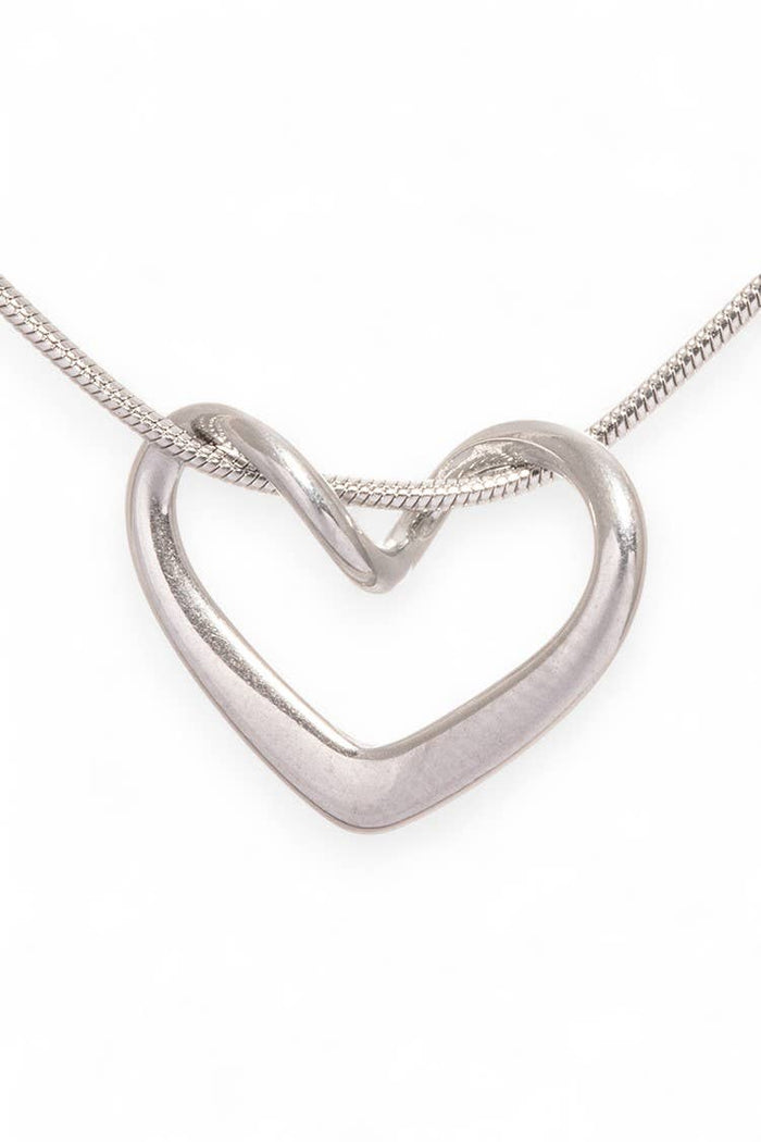 Stainless Steel Open Heart Pendant Necklace