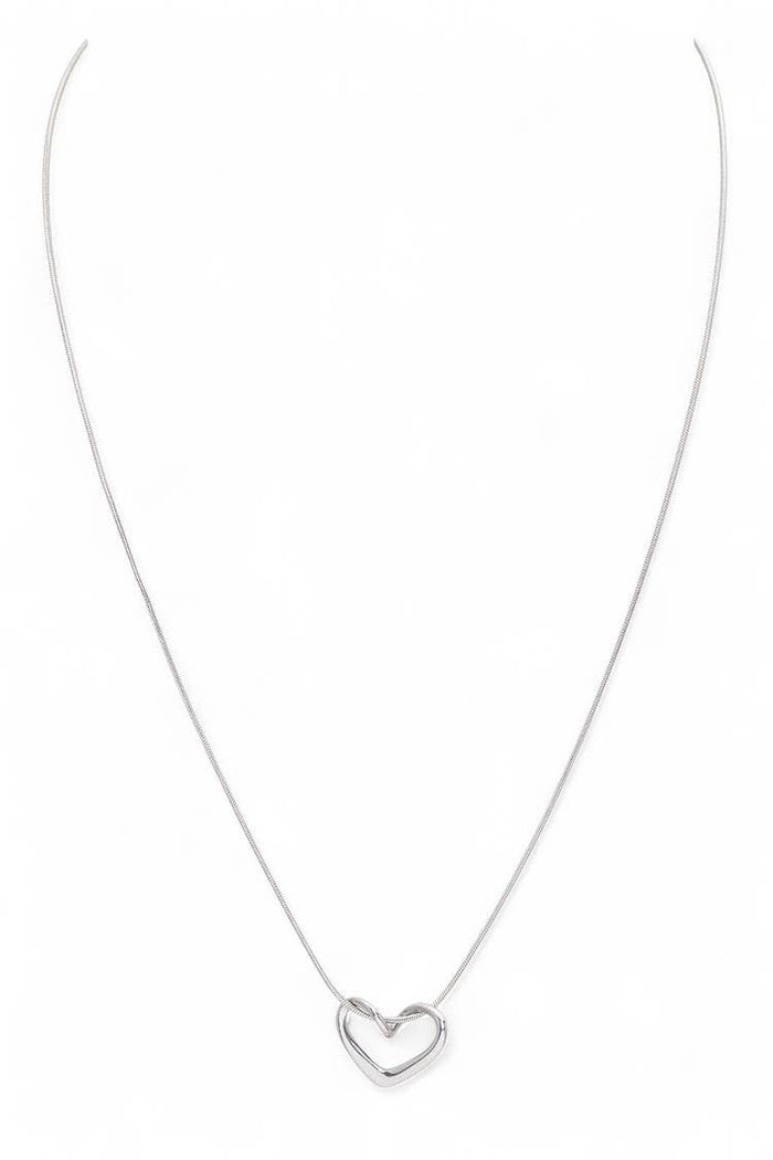 Stainless Steel Open Heart Pendant Necklace
