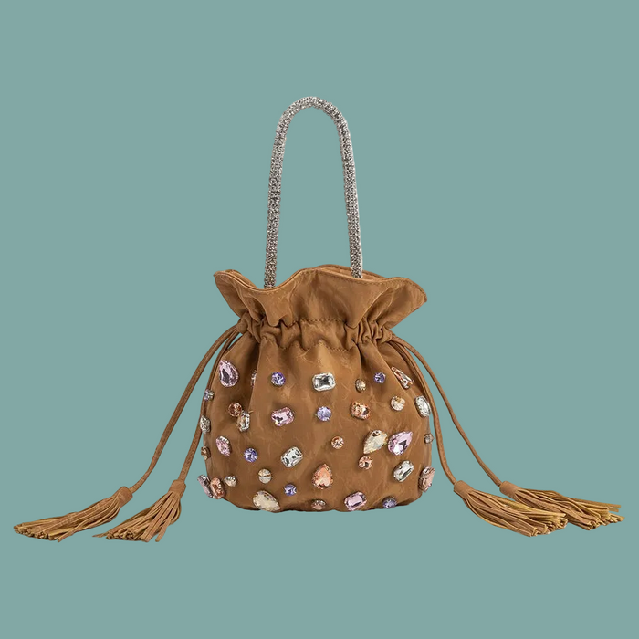 Starla Jewel Handle Bag - Tan