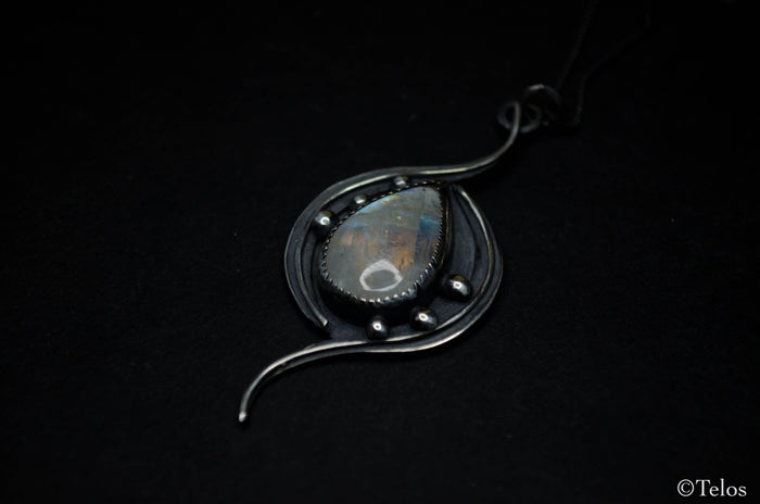 Sterling Silver Rainbow Moonstone pendant