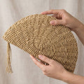 Straw Woven Half Moon Clutch Bag