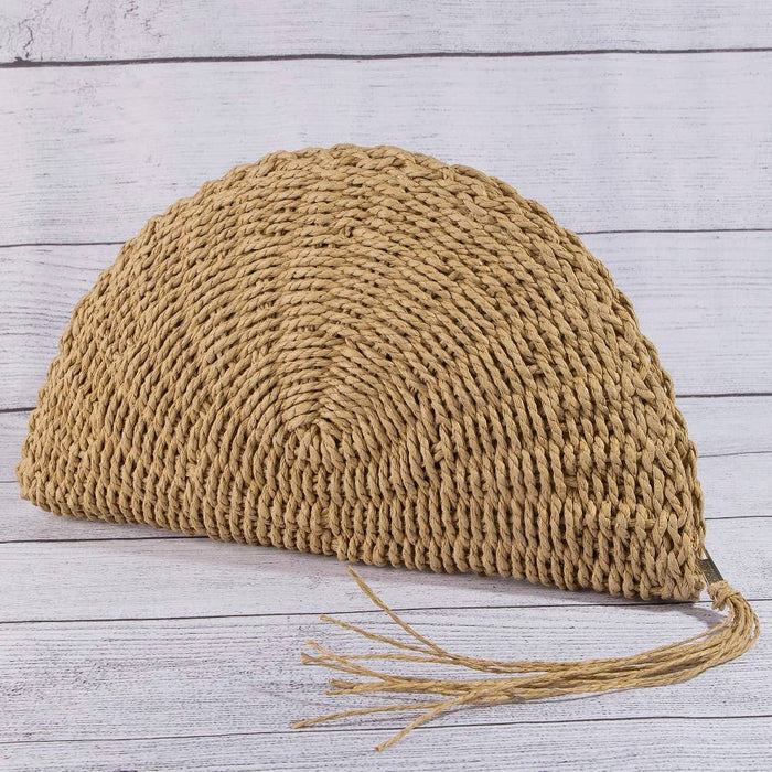 Straw Woven Half Moon Clutch Bag