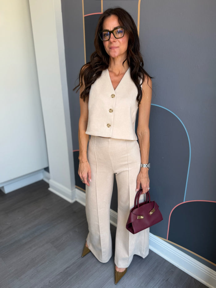Suede Wide Leg Pant