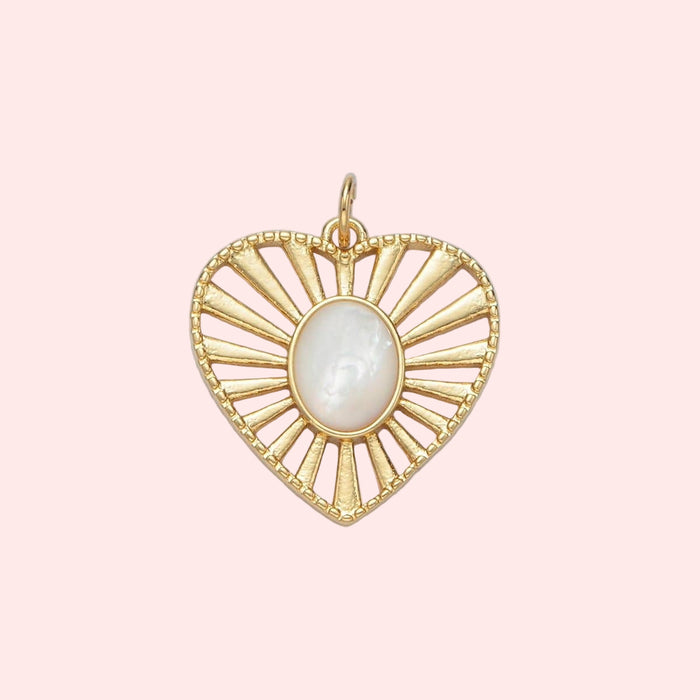 Sunlit Pearl Heart Charm