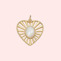Sunlit Pearl Heart Charm