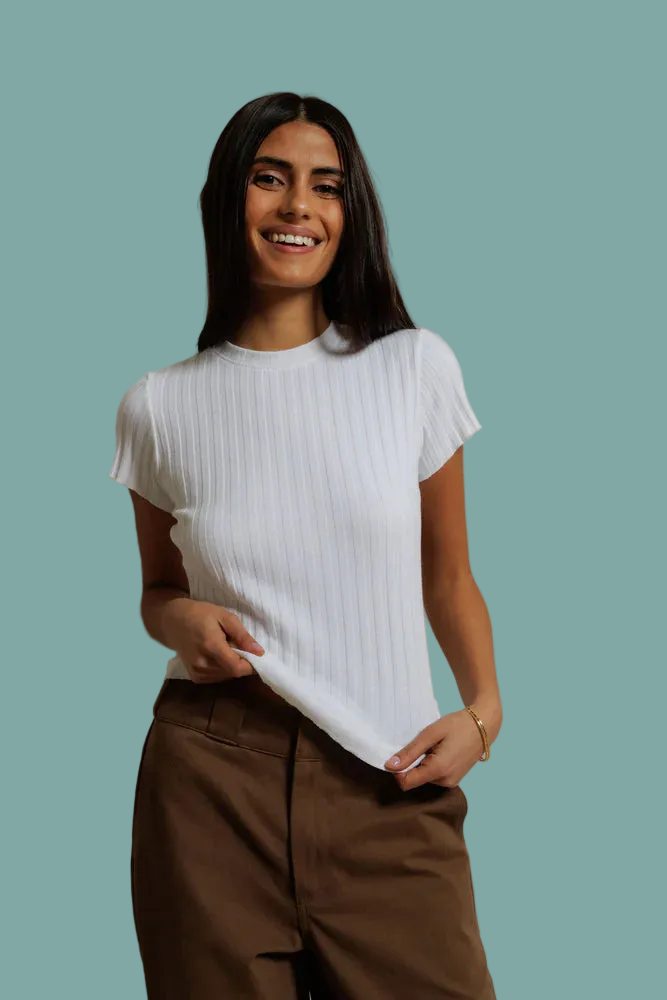 Suri Poorboy Rib Cap Sleeve Tee