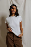 Suri Poorboy Rib Cap Sleeve Tee