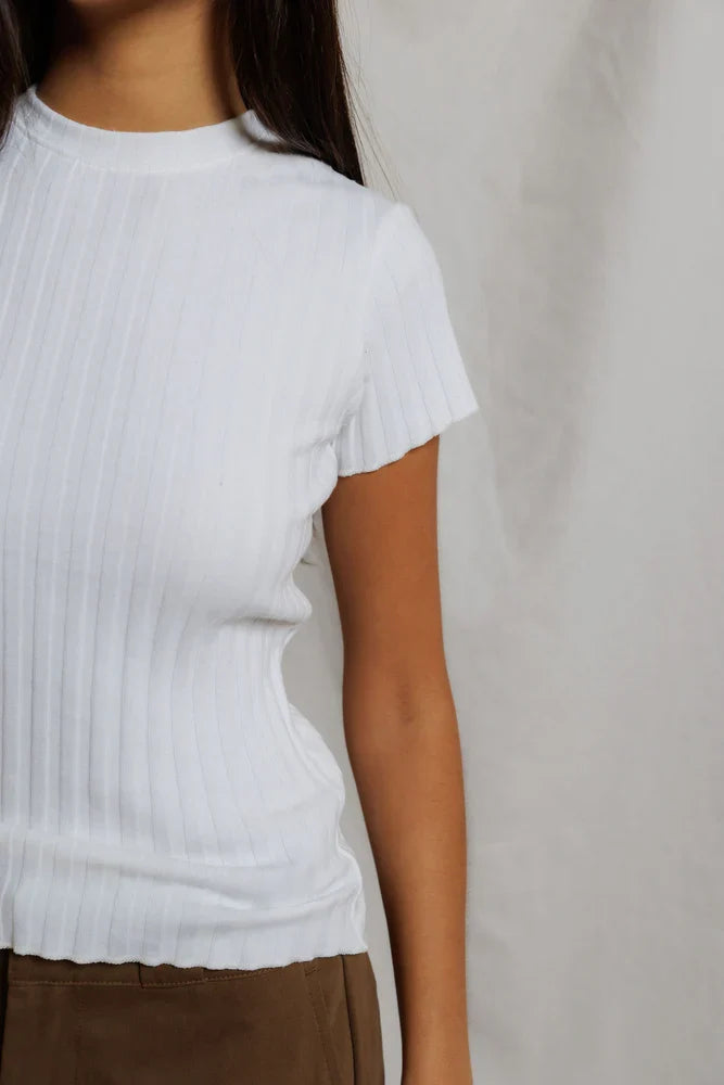 Suri Poorboy Rib Cap Sleeve Tee