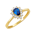 10K/14K Solid Gold Teardrop Blue Halo Ring