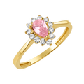 10K/14K Solid Gold Teardrop Pink Halo Ring