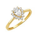 10K/14K Solid Gold Teardrop White Halo Ring