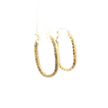 Textured Oval Hoop Earrings in Yellow Gold