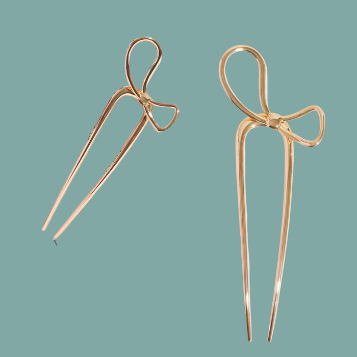 The Grinch x Kitsch Gold Bow French Hair Pin