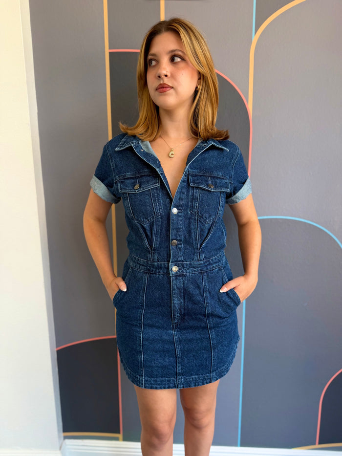 Topanga Rolled Short Sleeve Mini Dress