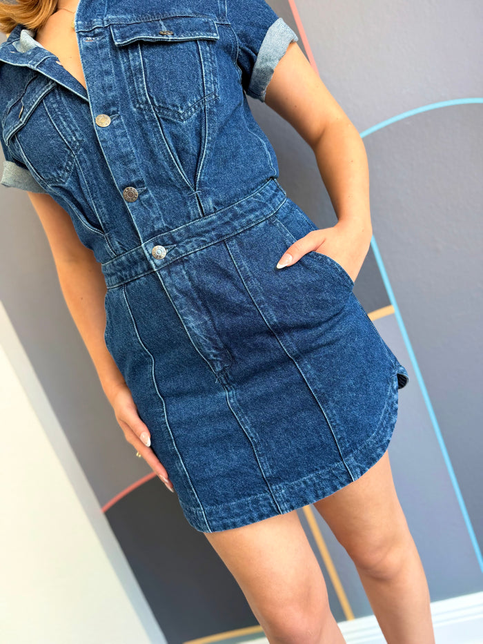Topanga Rolled Short Sleeve Mini Dress