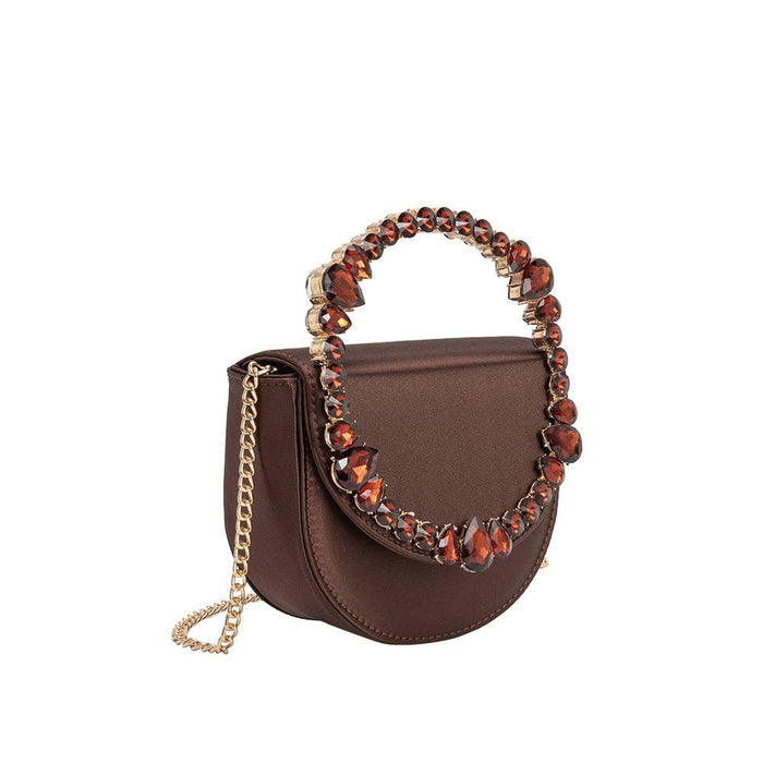 Trudie Satin Crossbody Bag - Chocolate