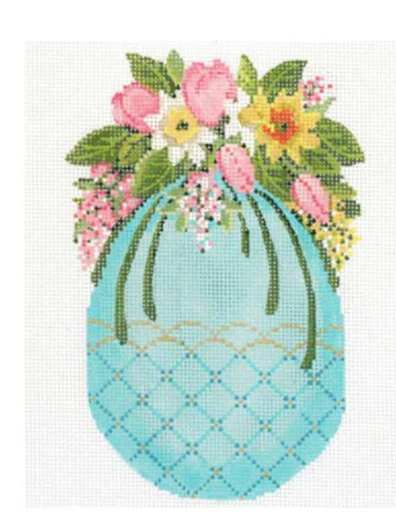 Turquoise Egg with Tulip Cascade