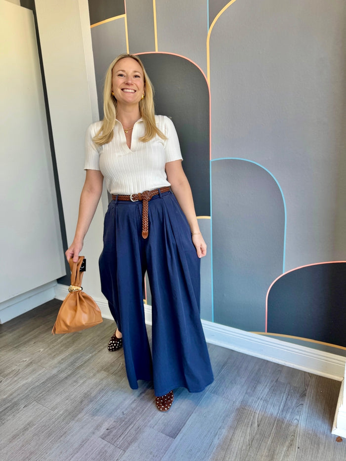 Twist Belt Palazzo Pant