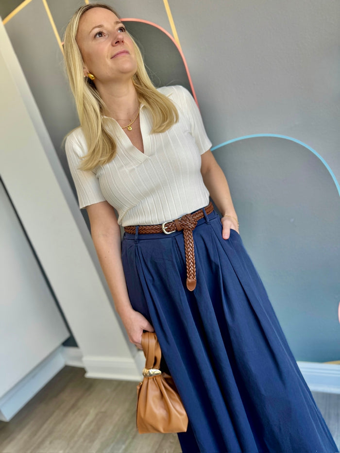 Twist Belt Palazzo Pant