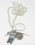 Up Up Chatelaine -White Glass Beads